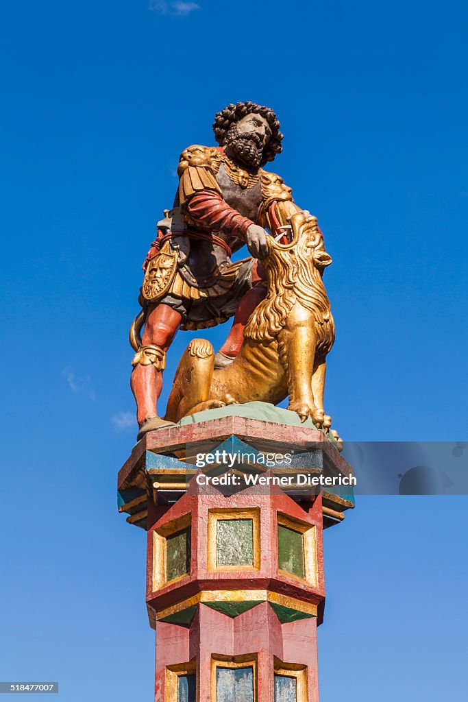 Samson fountain on the Kramgasse, Old City of Bern