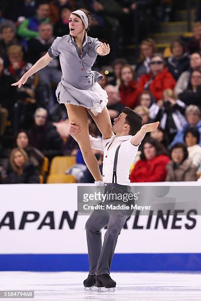 Charlene Guignard and Marco Fabbri of Italy skate in Free Dance Program during Day 4 of the ISU World Figure Skating Championships 2016 at TD Garden...