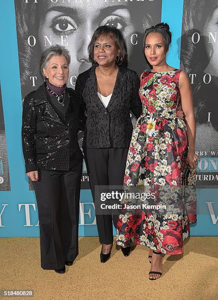 Barbara Boxer, Anita Hill and Kerry Washington attend the premiere of HBO Films' "Confirmation" at Paramount Theater on the Paramount Studios lot on...