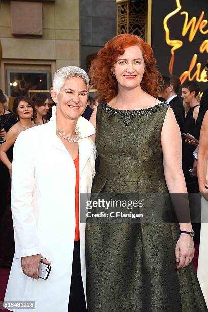 Writer Emma Donoghue and Chris Roulston attend the 88th Annual Academy Awards at Hollywood & Highland Center on February 28, 2016 in Hollywood,...