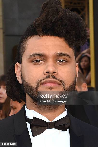 Singer The Weeknd, aka Abel Tesfaye, attends the 88th Annual Academy Awards at Hollywood & Highland Center on February 28, 2016 in Hollywood,...