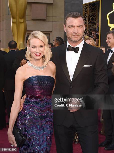 Naomi Watts and Liev Schreiber attend the 88th Annual Academy Awards at the Hollywood & Highland Center on February 28, 2016 in Hollywood, California.