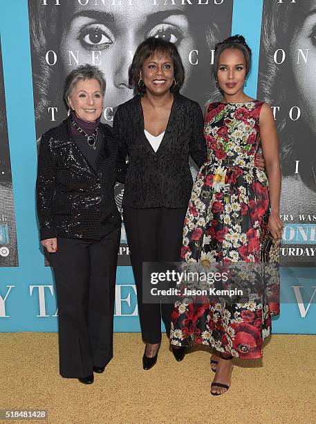 Barbara Boxer, Anita Hill and Kerry Washington attend the premiere of HBO Films' "Confirmation" at Paramount Theater on the Paramount Studios lot on...