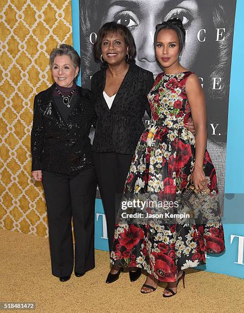 Barbara Boxer, Anita Hill and Kerry Washington attend the premiere of HBO Films' "Confirmation" at Paramount Theater on the Paramount Studios lot on...