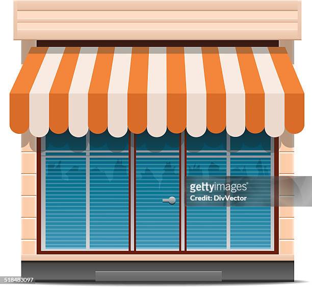ilustraciones, imágenes clip art, dibujos animados e iconos de stock de icono de tienda - awning window