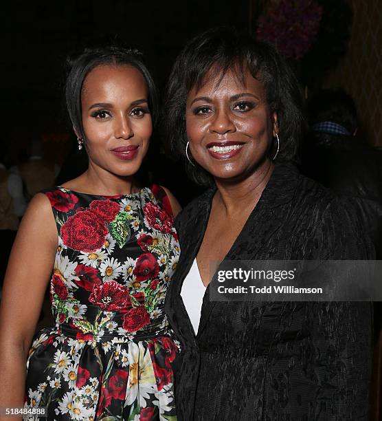 Kerry Washington and Anita Hill attend the after party for the premiere of HBO Films' "Confirmation" at Paramount Studios on March 31, 2016 in...