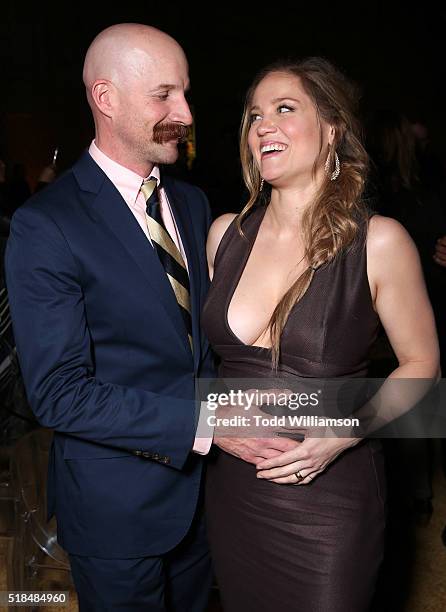 Cole Maness and wife Erika Christensen attend the after party for the premiere of HBO Films' "Confirmation" at Paramount Studios on March 31, 2016 in...