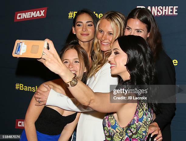 Cherie Jimenez, Ryann Shane, Tanya Clarke, Ana Ayora, Eliza Dushku and Jennifer Landon attend the premiere of Cinemax's 'Banshee' 4th Season at UTA...