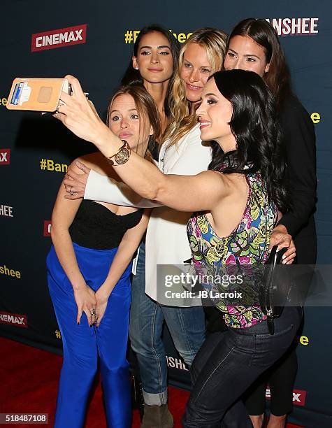 Cherie Jimenez, Ryann Shane, Tanya Clarke, Ana Ayora, Eliza Dushku and Jennifer Landon attend the premiere of Cinemax's 'Banshee' 4th Season at UTA...