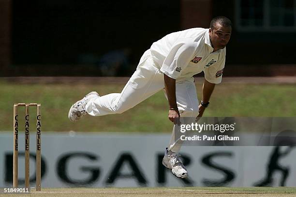 Charl Langeveldt in action bowling during the first day of the three day warm up match between South Africa A and England at the Sedgars Park Cricket...