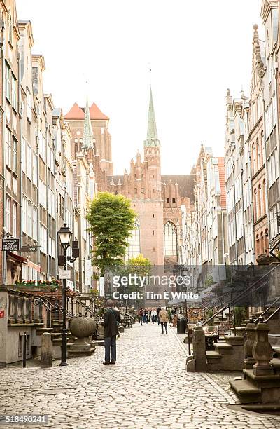 street in gdansk, poland with traditional architec - gdansk stock pictures, royalty-free photos & images