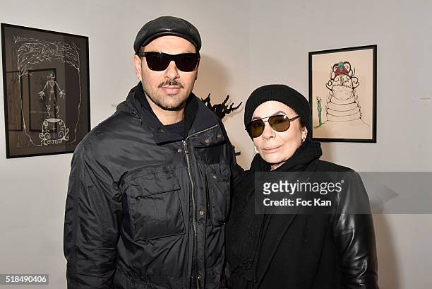 Kabillera and Valentine Alexandre attend "Mr. Otto Noselong" : Roxanne Depardieu Drawings and Paintings Exhibition Preview at Galerie Catherine...