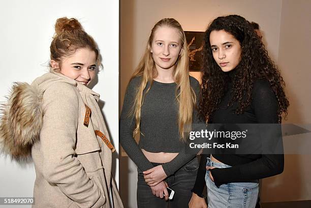 Livia Ercole, Louise Depardieu and Iman Perez attend "Mr. Otto Noselong" : Roxanne Depardieu Drawings and Paintings Exhibition Preview at Galerie...