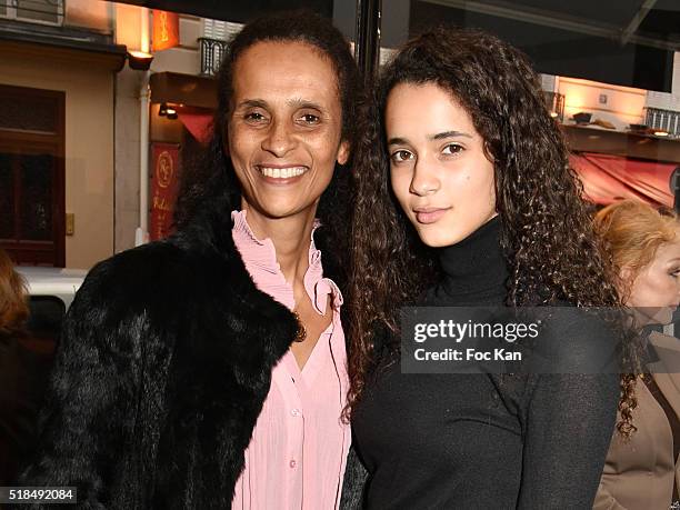 Karine Silla and Iman Perez attend "Mr. Otto Noselong" : Roxanne Depardieu Drawings and Paintings Exhibition Preview at Galerie Catherine Houard on...