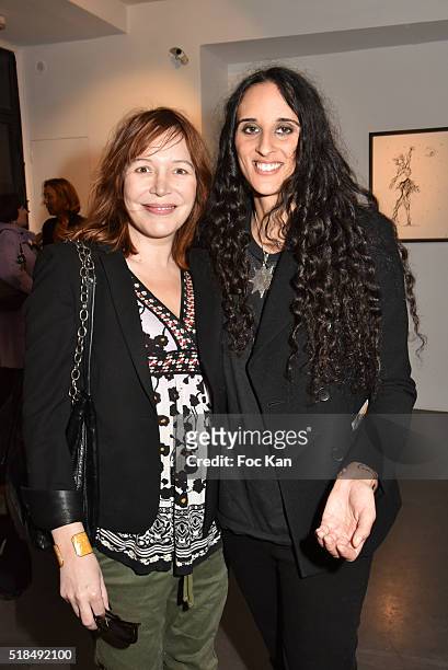 Elise Depardieu and Roxanne Depardieu attend "Mr. Otto Noselong" : Roxanne Depardieu Drawings and Paintings Exhibition Preview at Galerie Catherine...