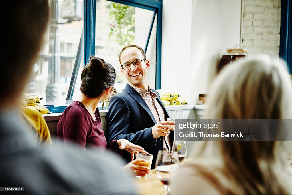 Couple in restaurant drinking espresso after meal