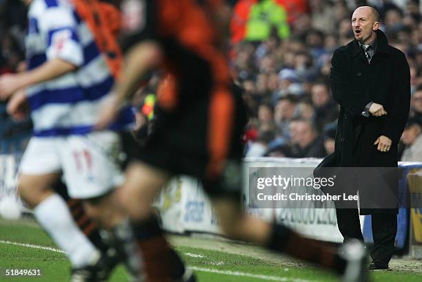 Manager Ian Holloway shouts at his players during the Coca-Cola Championship match between Queens Park Rangers and Ipswich Town at Loftus Road...