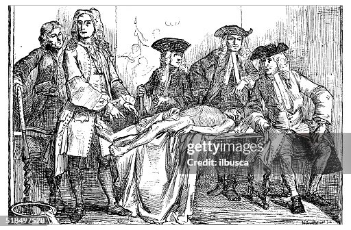 Antique illustration of 18th century anatomy lesson Antique illustration of 18th century anatomy lesson