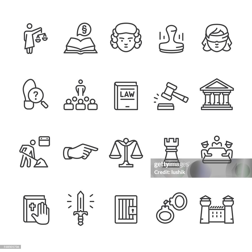 Law & Court vector icon set