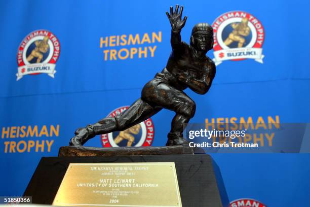 The 2004 Heisman Trophy won by Matt Leinart of the University of Southern California Trojans on December 11, 2004 in New York City.