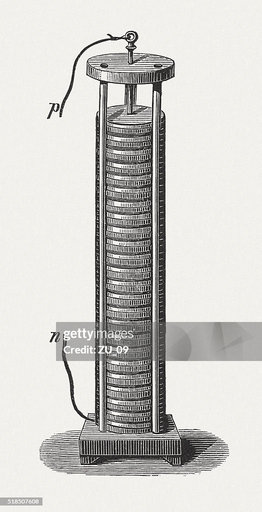 Voltaic Pile First Electrical Battery By Alessandro Volta Published ...