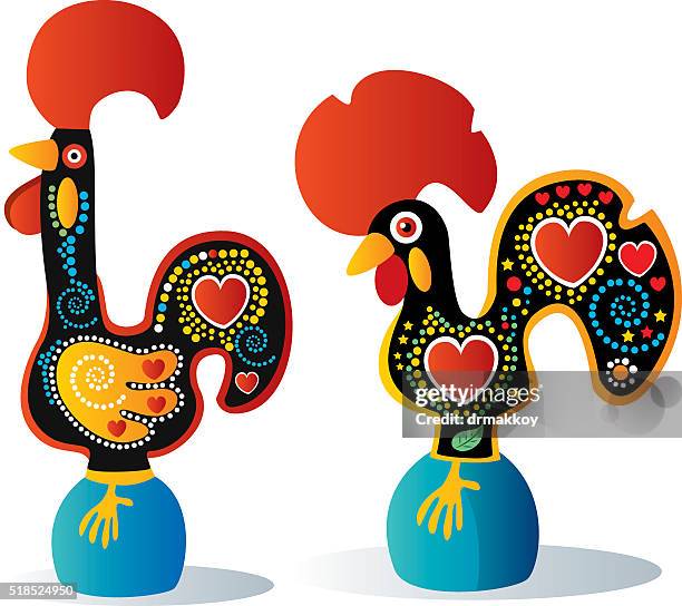 portuguese rooster - rooster stock illustrations