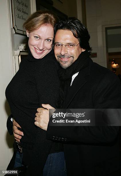 Club owner Amy Sacco and photographer Sante D'Orazio arrive at the "The Phantom Of The Opera" premiere after party at the Plaza Hotel December 12,...