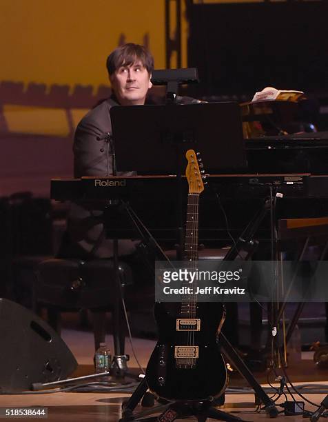 John Darnielle of The Mountain Goats performs"Word on a Wing" onstage at Michael Dorf Presents - The Music of David Bowie at Carnegie Hall at...