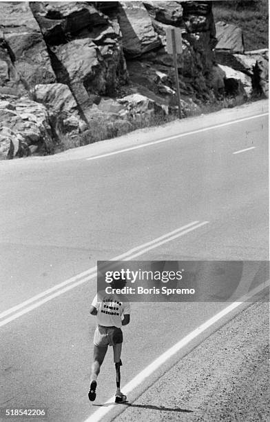 Terry Fox in July during his run through Ontario.