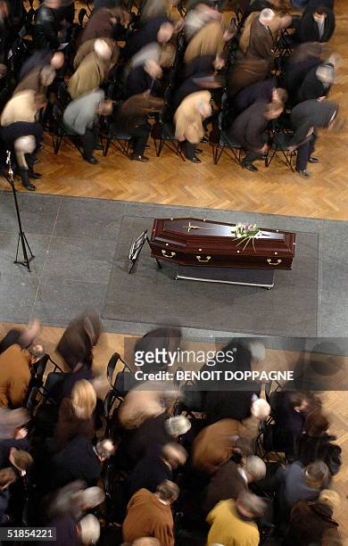 The coffin of late Belgian soccer coach Raymond Goethals is seen in the Koekelberg Basilica in Brussels 13 December 2004 during his funeral. Goethals...