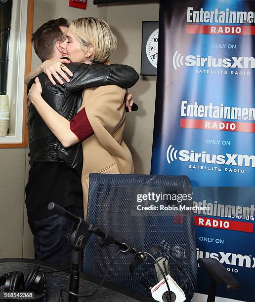 Sarah Paulson and Aaron Paul visit Entertainment Weekly Radio at SiriusXM Studio on April 1, 2016 in New York City.