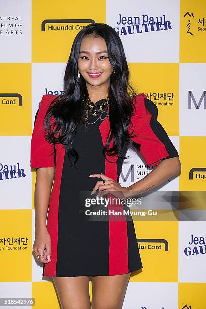 Hyolyn of South Korean girl group SISTAR attends "Jean Paul Gaultier" Exhibition at DDP on March 25, 2016 in Seoul, South Korea.