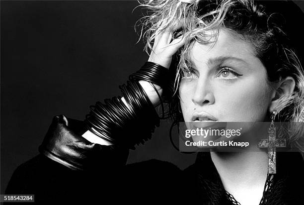 Studio portrait of American musician and actress Madonna , New York, New York, September 1983.