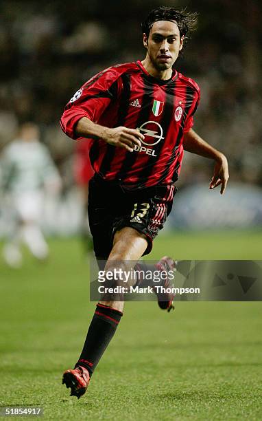 Alessandro Nesta of Milan in action during the UEFA Champions League Group F match between Celtic and AC Milan at Celtic Park on December 7, 2004 in...