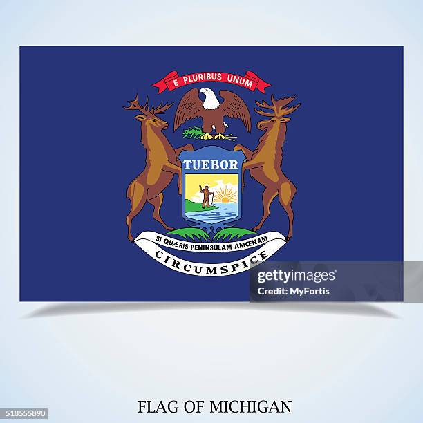 flag of michigan - deer stock illustrations