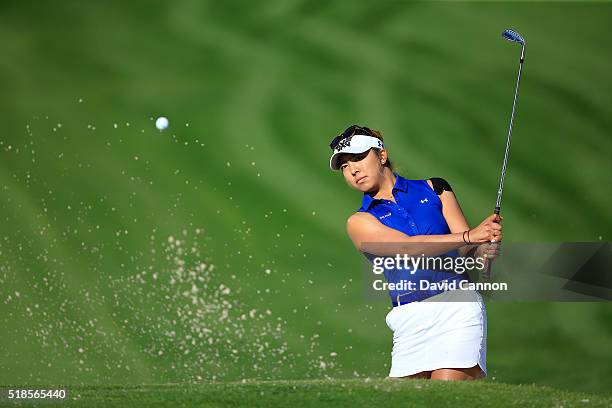 Alison Lee of the United States plays her third shot on the par 4, 12th hole during the second round of the 2016 ANA Inspiration at the Mission Hills...