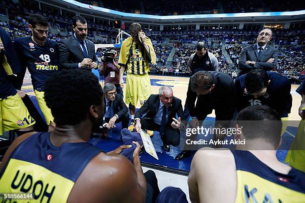 Zeljko Obradovic, Head Coach of Fenerbahce Istanbul in action during the 2015-2016 Turkish Airlines Euroleague Basketball Top 16 Round 13 game...