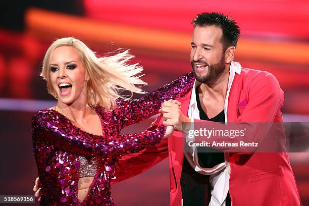 Michael Wendler and Isabel Edvardsson perform on stage during the 3rd show of the television competition 'Let's Dance' on April 1, 2016 in Cologne,...