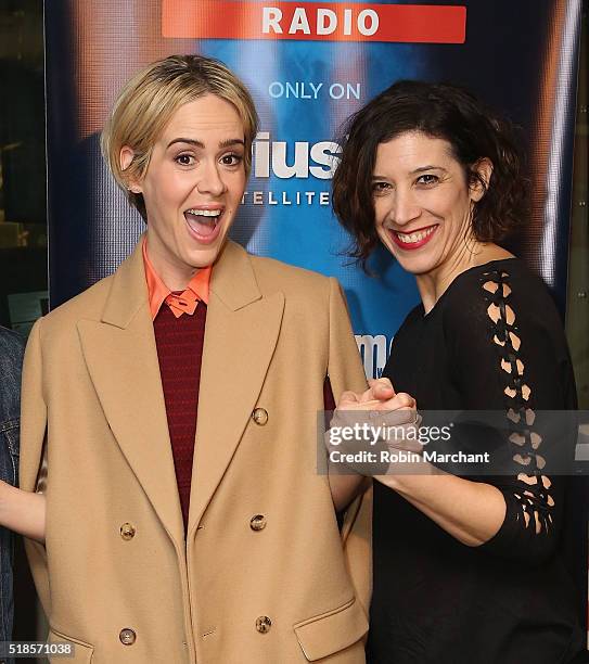 Sarah Paulson and Jessica Shaw visit Entertainment Weekly Radio at SiriusXM Studio on April 1, 2016 in New York City.