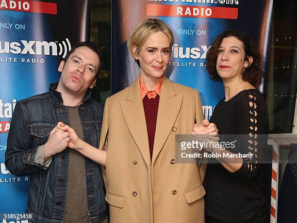 Tim Stack, Sarah Paulson and Jessica Shaw visit Entertainment Weekly Radio at SiriusXM Studio on April 1, 2016 in New York City.