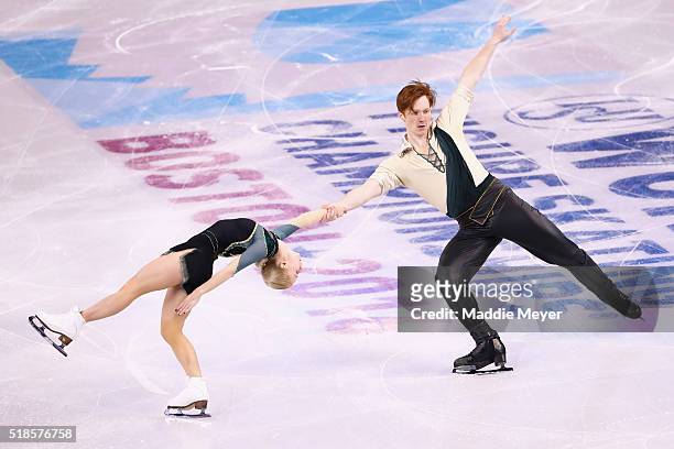 Evgenia Tarasova and Vladimir Morozov of Russia skate in the Pairs Short Program during Day 5 of the ISU World Figure Skating Championships 2016 at...
