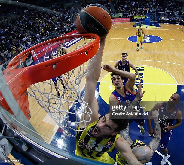 Nikola Kalinic, #33 of Fenerbahce Istanbul in action during the 2015-2016 Turkish Airlines Euroleague Basketball Top 16 Round 13 game between...