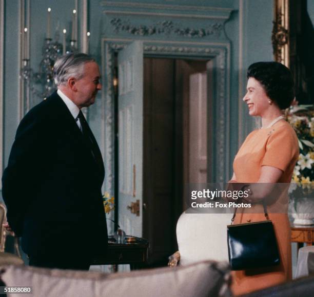 Queen Elizabeth II with British Prime Minister Harold Wilson , June 1969.