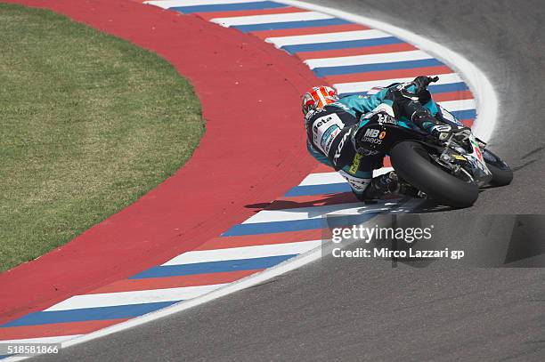 Simone Corsi of Italy and Speed Up Racing rounds the bend during the MotoGp of Argentina - Free Practice at Termas De Rio Hondo Circuit on April 01,...