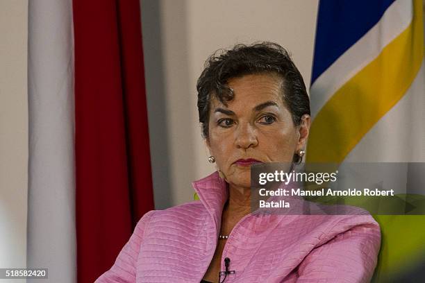 Christiana Figueres, Executive Secretary of the United Nations Framework Convention on Climate Change , looks on during a speach about Global Warming...