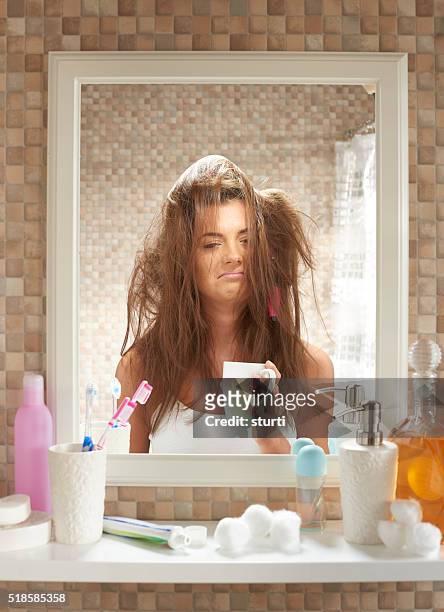 bad hair day - tangled stock pictures, royalty-free photos & images