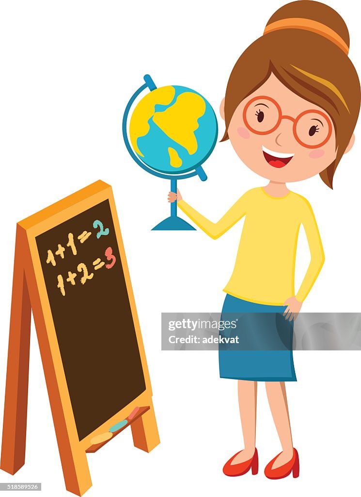 Happy Primary School Teacher With Globe Hand And Blackboard Cartoon High-Res Vector Graphic - Getty Images Happy Primary School Teacher With Globe Hand And Blackboard Cartoon High-Res Vector Graphic - Getty Images
