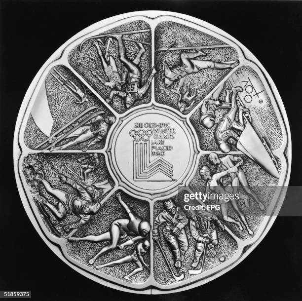 Commercially produced medallion designed by Marcel Jovine and sold to commemorate the 13th Winter Olympics in Lake Placid, New York, 1980. The medal...