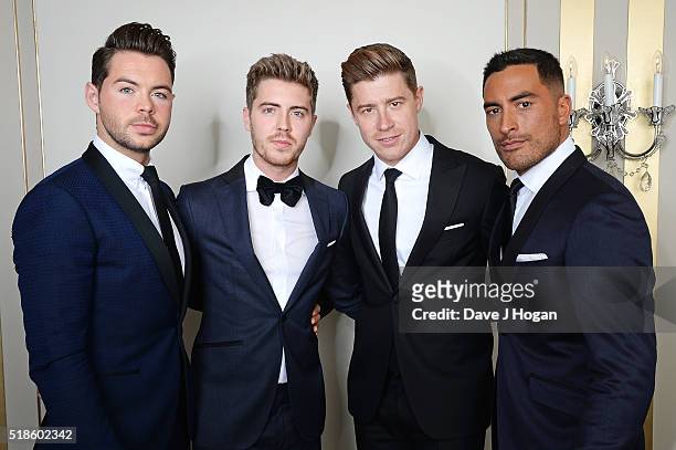 Martin McCafferty, Alfie Palmer, Andrew Bourn and Sean Ryder Wolf of Jack Pack attend The Shooting Star Chase Ball at The Dorchester on October 3,...