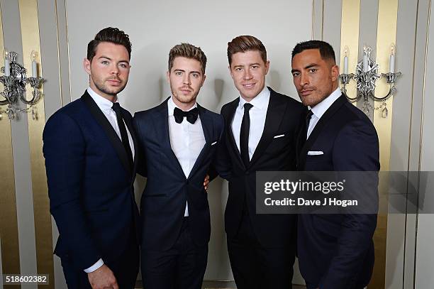 Martin McCafferty, Alfie Palmer, Andrew Bourn and Sean Ryder Wolf of Jack Pack attend The Shooting Star Chase Ball at The Dorchester on October 3,...